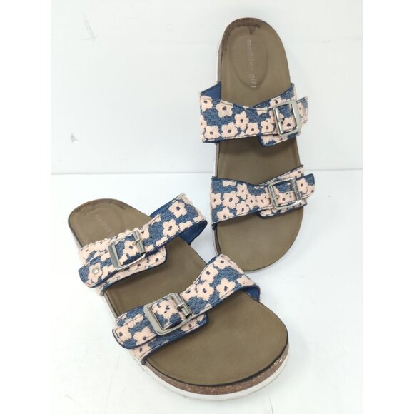 MADDEN GIRL Womens 10M Brando Slip On Adjustable Flower Sandals - Picture 1 of 9